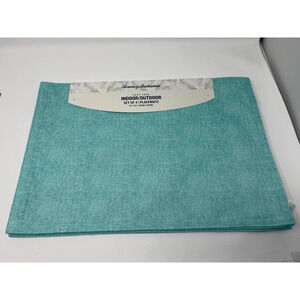 Tommy Bahama Placemats Set of 4 Teal Indoor Outdoor 13"x19" Easy Care NEW